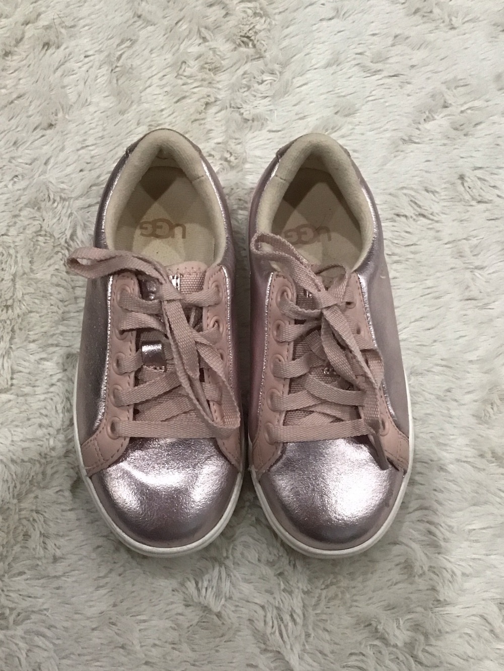 UGG Kids Metallic Rose Pink Lace-Up Sneakers